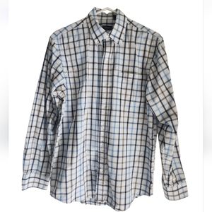 Arrow Dress Shirt Long Sleeve Plaid Size Small White Blue Black Brown St…